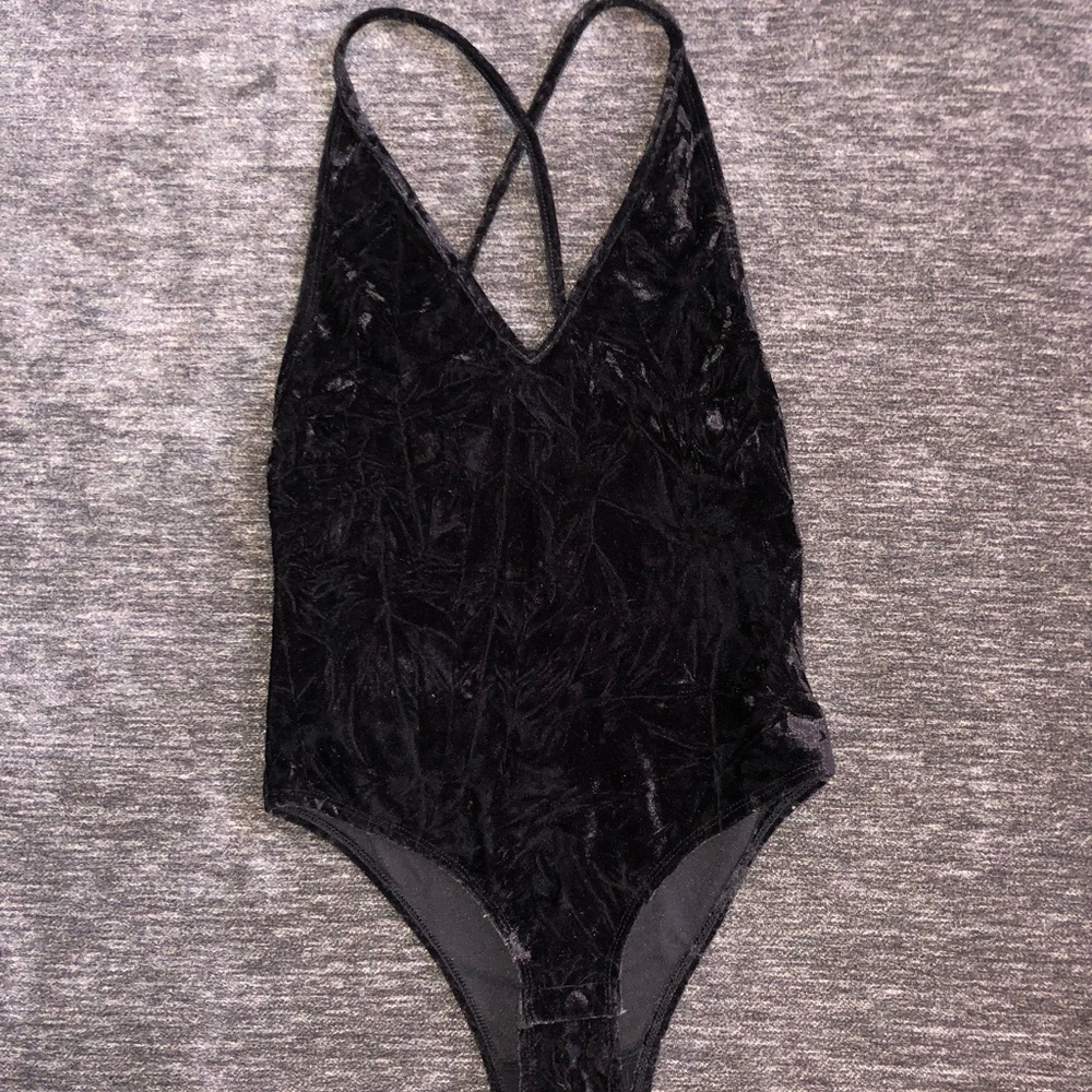 Black Velvet Crisscross Bodysuit